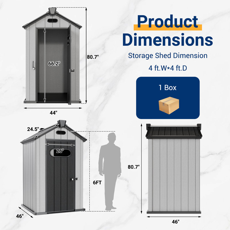 iYofe 4 ft. W x 4 ft. D Resin Storage Shed