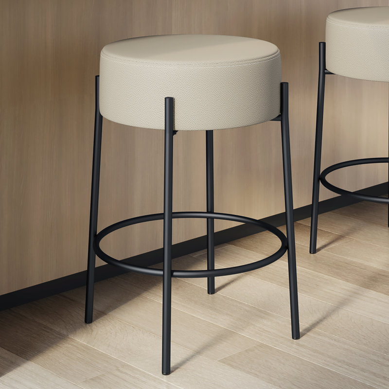 Tabouret de bar et de comptoir sans dossier Aryam, Similicuir - grège, Tabouret de bar (siège d'une hauteur de 30,75 po)