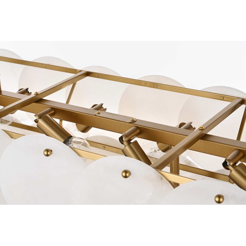 Lustre en albâtre Ikeny 42 pouces Ikeny, Or satiné, 17 lumières, H 10 po x l 42 po x P 12 po