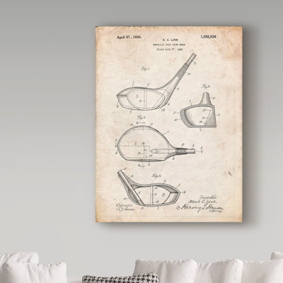 Manilo 'Golf Club 3' Drawing Print on Wrapped Canvas