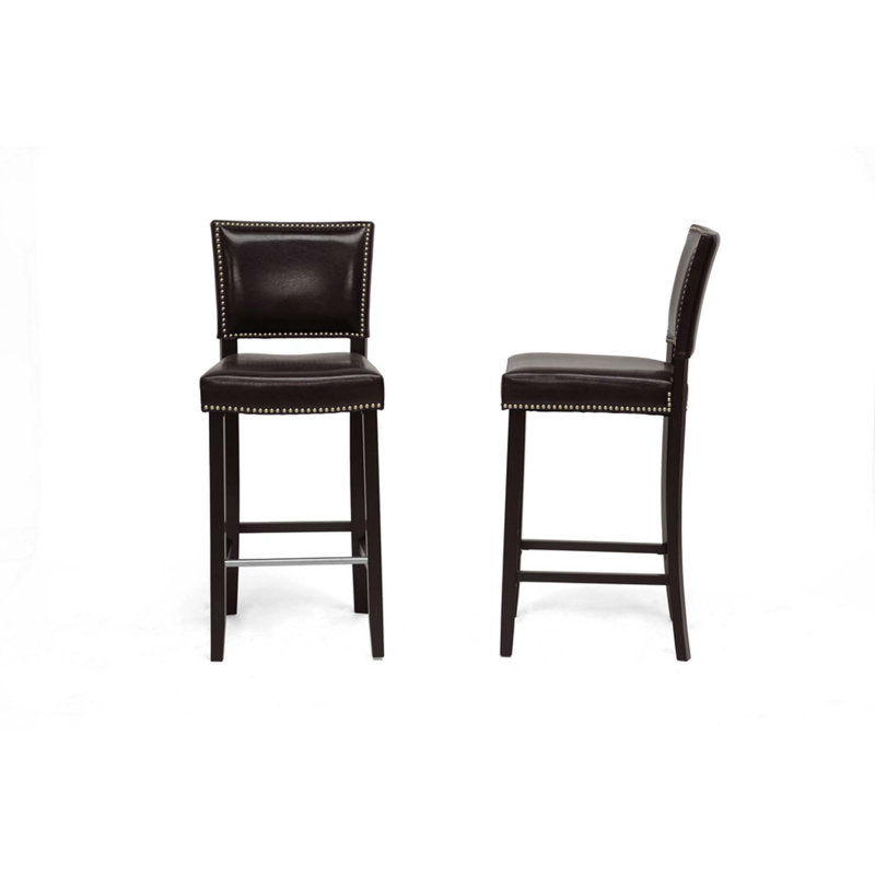 Upholstered Counter Stool with Solid Wood Frame
