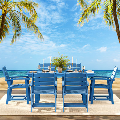 7-Piece Outdoor Dining Set With Umbrella Hole – Weather-Resistant Patio Furniture For Backyard & Garden