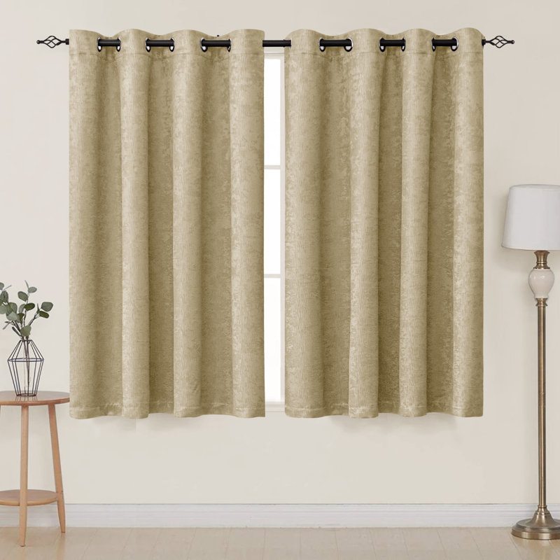 Jayla Blackout Curtain Pair, Beige, 53" W x 63" L