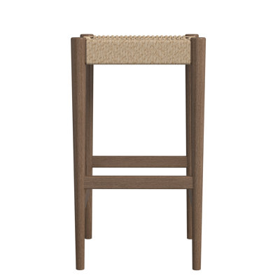 Rustic Walnut Bar Stool,Woven,Solid Oak Wood