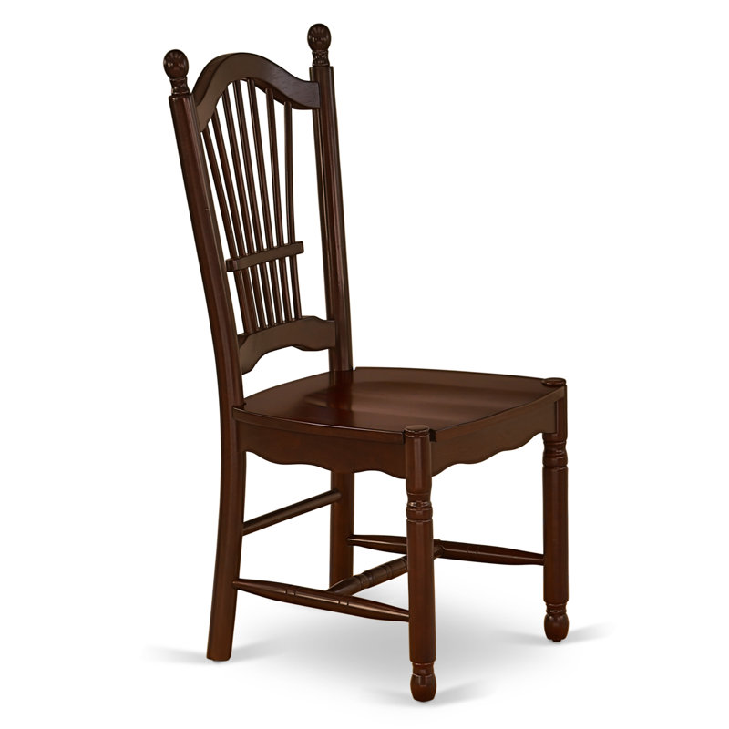 Dover Kitchen Dining Chairs - Slat Back Wood Seat Chairs, Set of 2, Mahogany, Mahogany