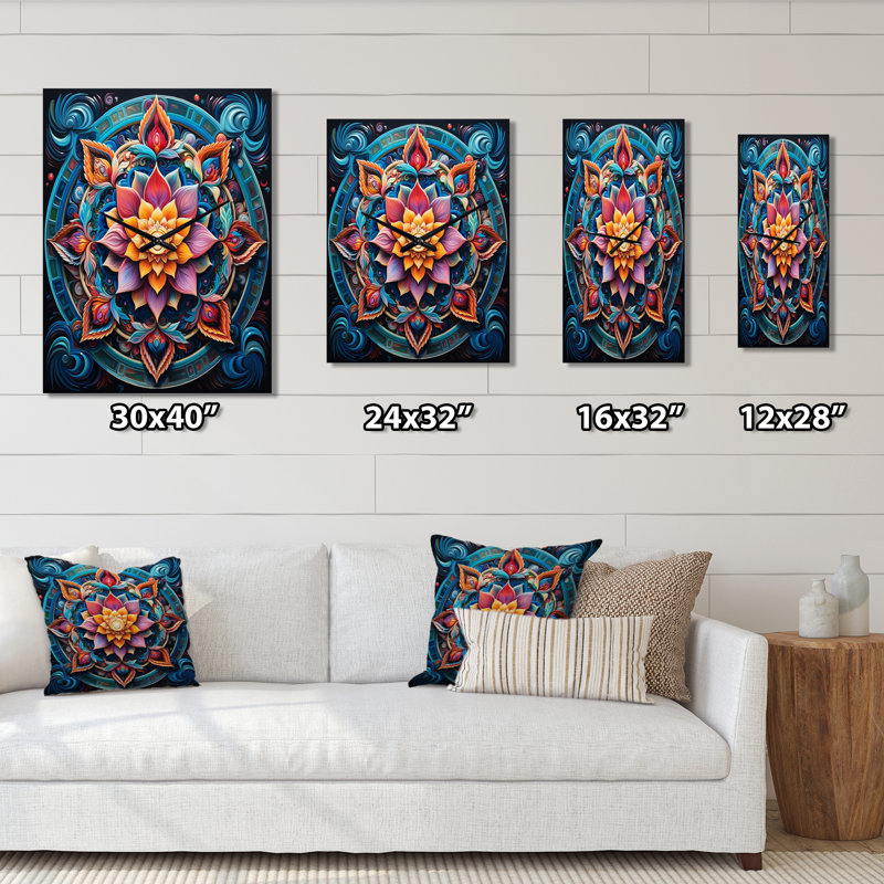 Ancienne horloge murale Mandala V - Boho Mandala, Très grand