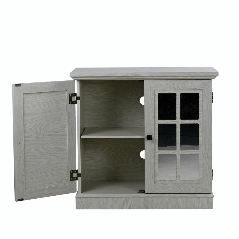 Buffet de rangement 30,75 "avec 2 portes en miroir, Blanc