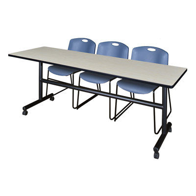 Nicklos Flip-Top Training Nesting Table, 2 Zeng Stack Chairs -  Inbox Zero, BC646556887F44C8803780CFDD09BF0C