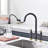 Sumerain Kitchen Sink Faucet, 2 Handle Deck Mount Bridge Pull-out Kitchen Faucet, SWF6119PQ-XX-88305263