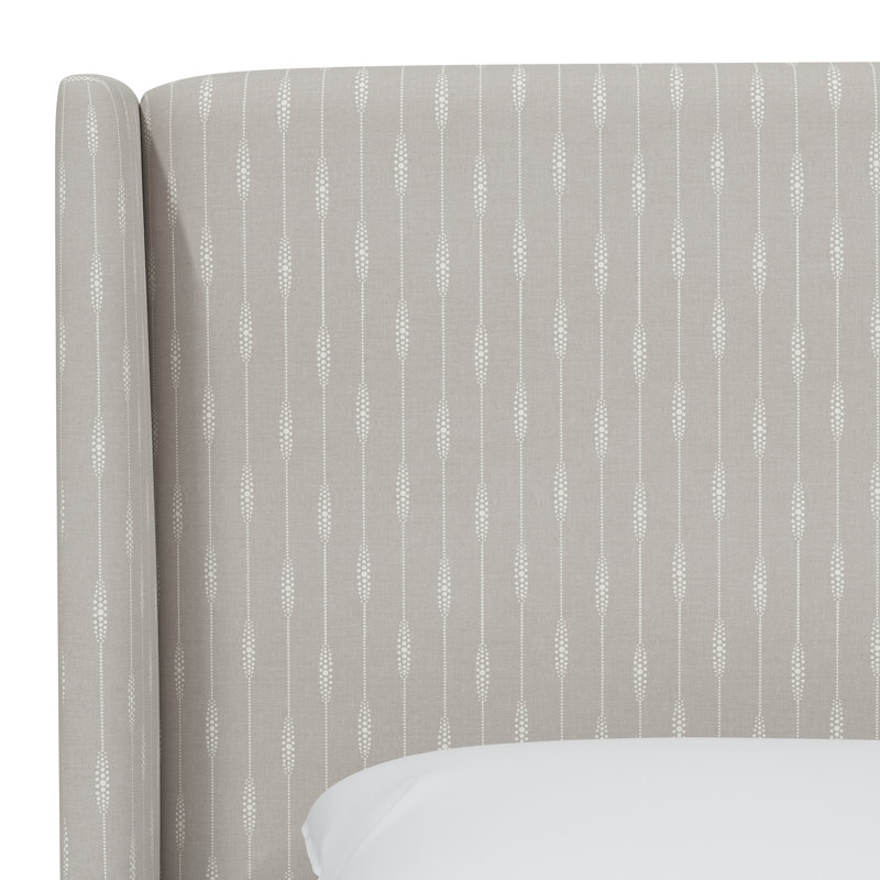 Tilly Upholstered Wingback Bed, California King, Sprint Stripe Grey