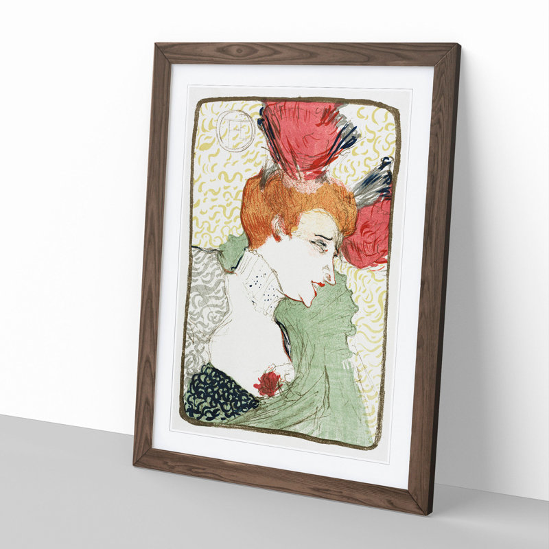 Bust of Mademoiselle Lender by Henri de Toulouse-Lautrec - Picture Frame Painting, Walnut, 90cm H x 65cm W x 2cm D