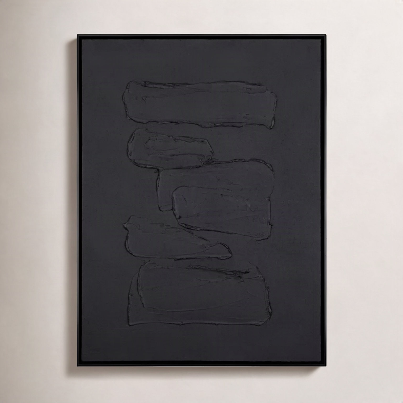 Adriana "Hemkund Abstract" Painting, 48" H x 36" W, Black