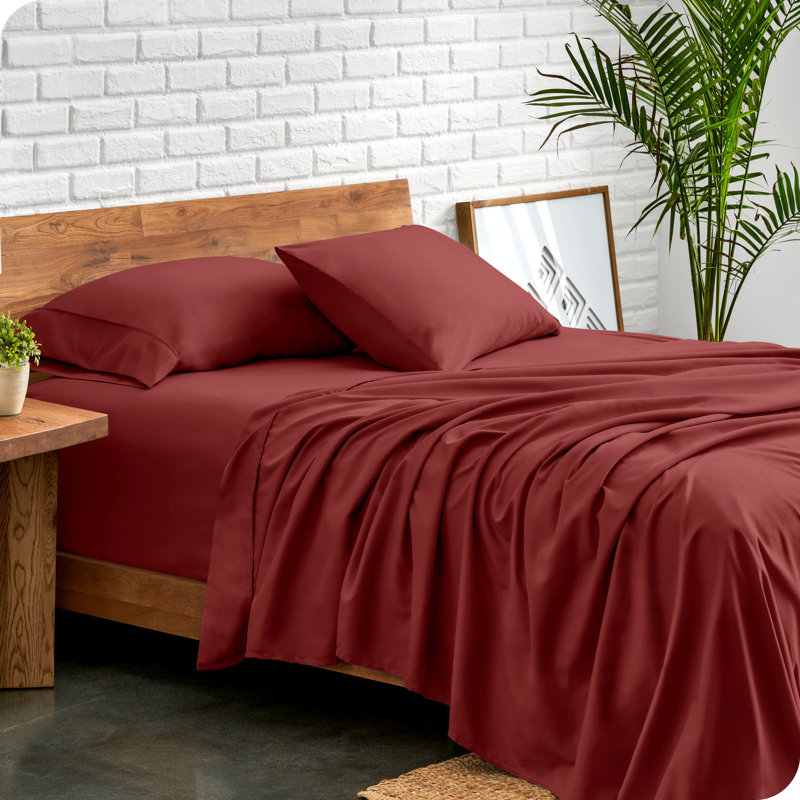 Ensemble de draps en microfibre Bare Home, Ensemble de draps pour lit double TG + 1 drap-hous, Palissandre