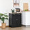 Buffet avec comptoir en bois massif, armoire de rangement de cuisine moderne, armoire à café avec 2 tiroirs, portes et tablette réglable