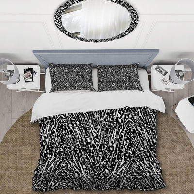 Ensemble de housse de couette en microfibre noir / blanc 3 pièces