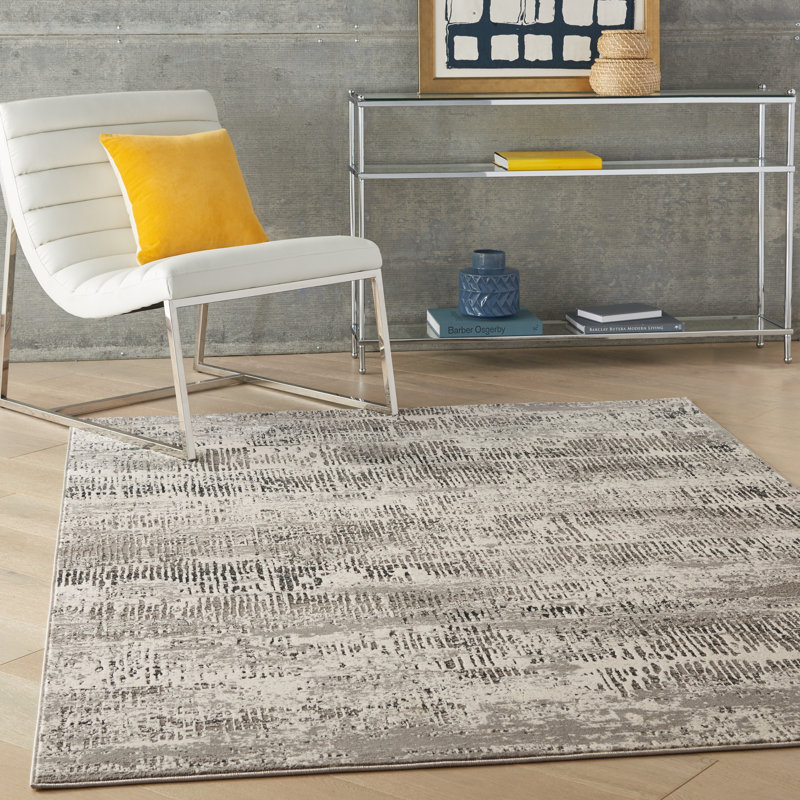 Uptown Abstract Area Rug in Gray, Rectangle 4' x 6'