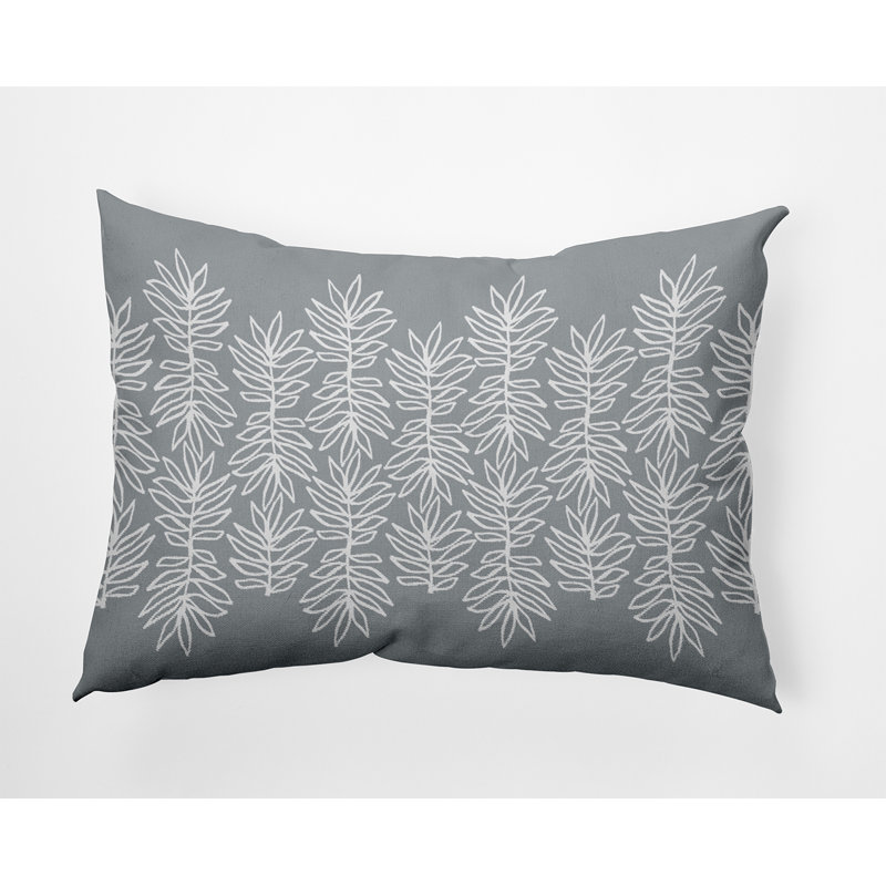 Reversible Throw Pillow, Gray/White Floral
