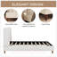 Lit plateforme tapissier moderne avec tête de lit à oreilles et pieds en bois Modern Boucle-770403235-770403233