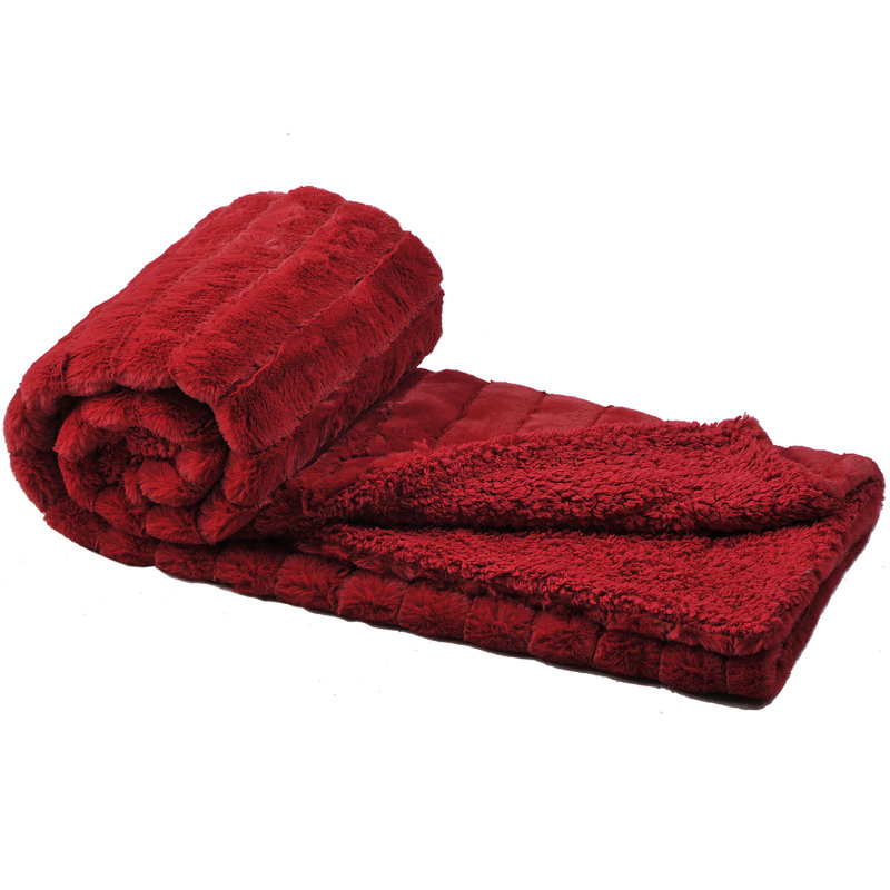 Jeté Super Mink, Bouffon rouge, L 60 po x L 80 po
