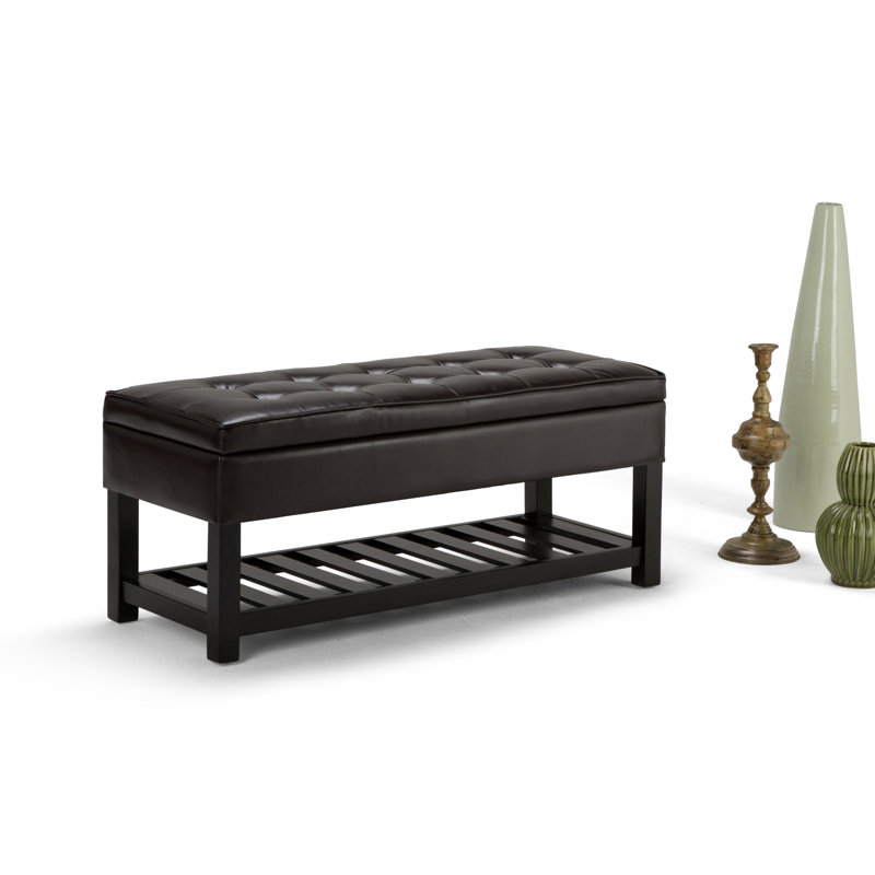 Banc de rangement avec repose-pieds capitonné et tablette ouverte Cosmopolitan, Marron foncé