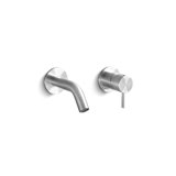 Acquaco Linki Deco Wall Mount Two-Hole Single Handle Bathroom Lavatory Faucet with 3-1/2'' Spout Reach
