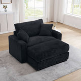 54.3" Oversized Upholstered Armchair Corduroy Accent Chair Single Sofa Chair With Removable Ottoman