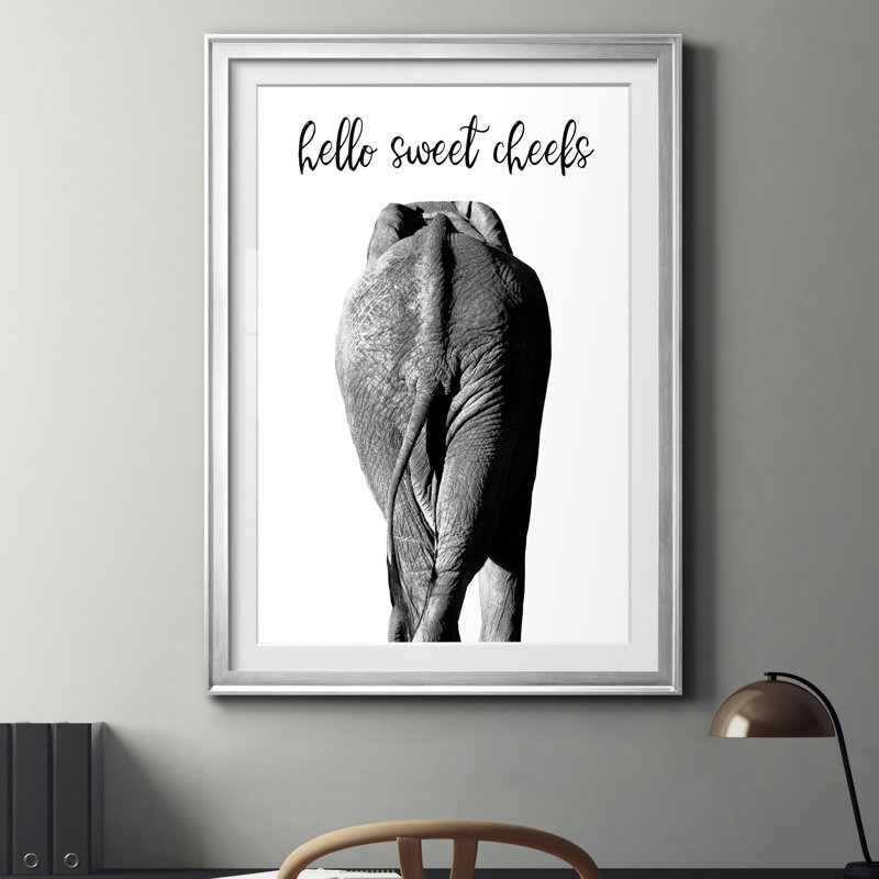 Elephant Bum - Reproduction d'art textuel sur papier encadré, Papier avec cadre argenté, H 18,5 po x l 24,5 po x P 1,5 po