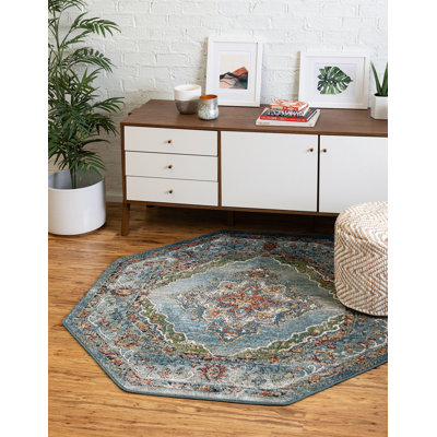Tapis traditionnel Charian bleu oriental