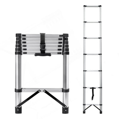 Échelle télescopique compacte de 8,56 pieds pour la maison de camping-car Loft, échelle télescopique portable avec pieds en caoutchouc antidérapants, charge maximale 150 kg / 330 lb