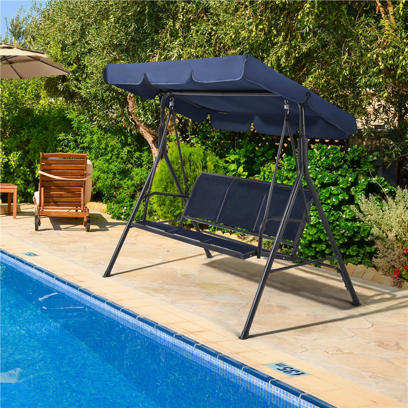3 Person Porch Swing with Canopy, Blue