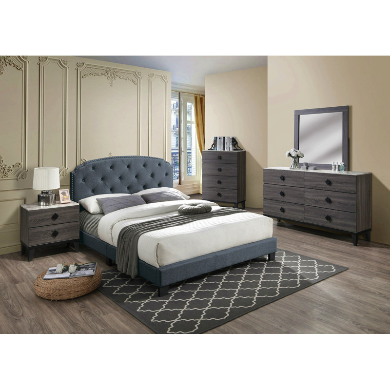 Table de chevet contemporaine, Gris