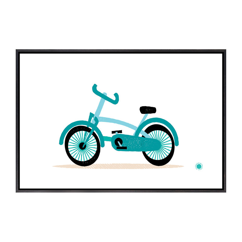 Vélo - imprimé, Toile avec cadre noir patiné, Pas de tapis, H 18 po x l 26 po x P 1,5 po