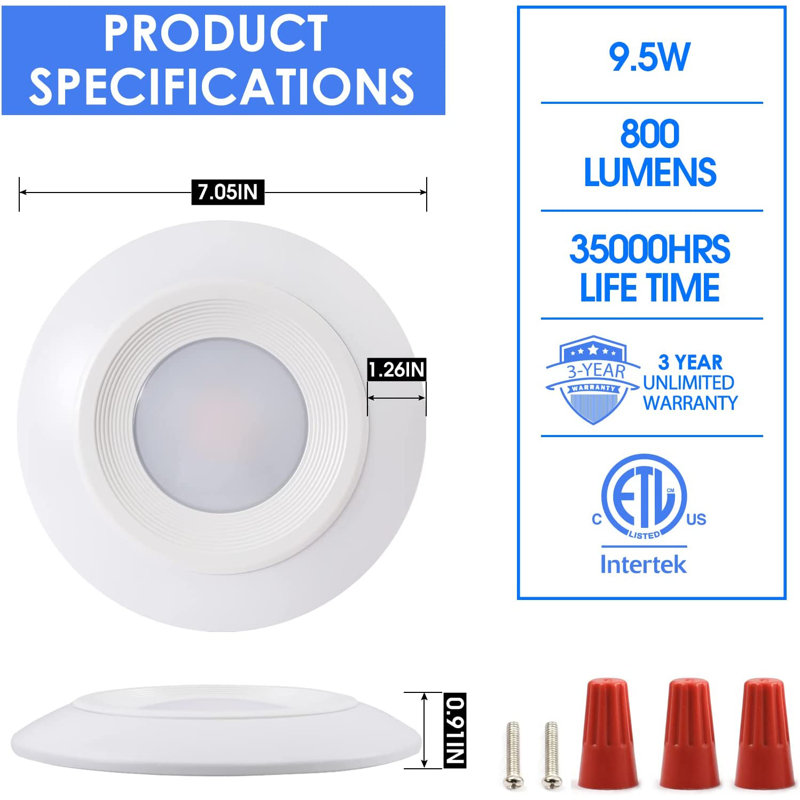 Megaman 6in LED Surface Flush Mount Disk Light Ceiling Light 9.5W (80W EQ), 800LM, Dimmable, 2700K