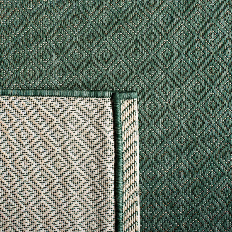 Oppenheimer Geometric Dark Green Indoor / Outdoor Area Indoor/Outdoor Area Rug, Square 6'7"