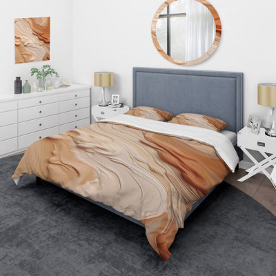 Ensemble de housse de couette en microfibre / polyester orange et beige Unianted Imagination I