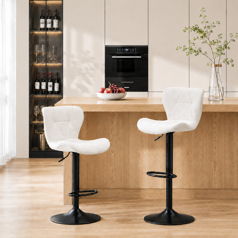 Ensemble de 2 tabourets de bar pivotants à hauteur réglable - pivotant à 360 ° avec repose-pieds, confort rembourré pour îlot de cuisine et comptoir