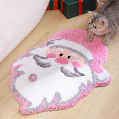  Tapis de bain de Noël avec père Noël, tapis de bain antidérapant, tapis lavable, absorbant, doux, épais et doux pour le salon