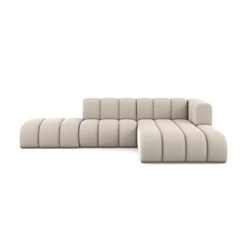 3 Seater Grand Velvet Sofa & Chaise Grand Modern L-Shaped Corner Sofa - Sectional for Living Room, 70cm H x 295cm W x 179cm D