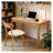 Solid Wood Desk with Drawers - Mid Century Modern Home Office Desk, Fixed Height Study Writing Table with Smooth Edges for Bedroom, Living Room
