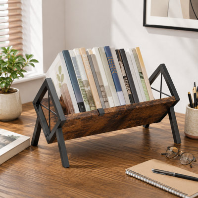 Retro Tabletop Tilting Book Organizer, Mini Desk Bookshelf for Displaying Books, Magazines, or Albums