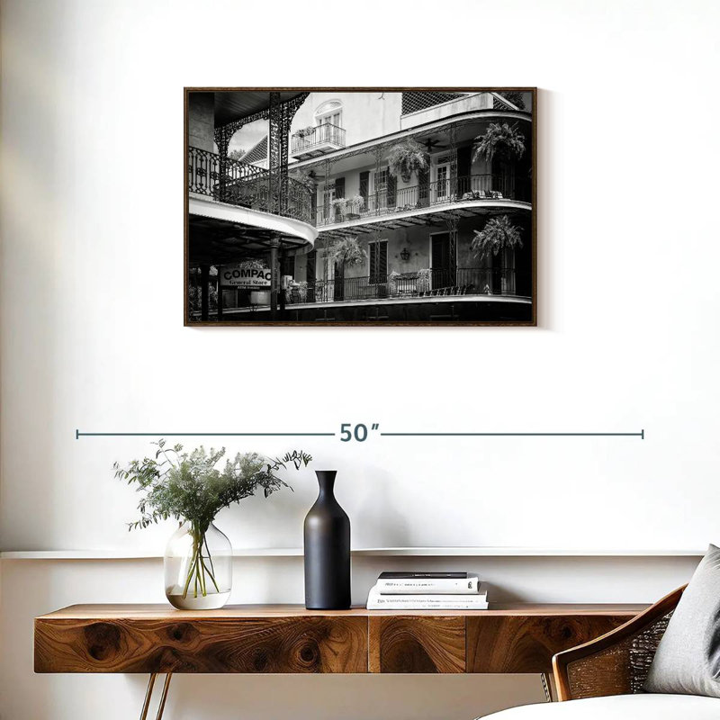NOLA noir - façades de balcon Bourbon, Cadre flottant noyer, 31 po x 21 po