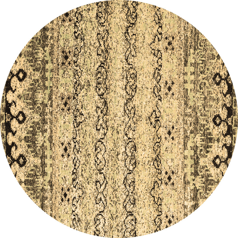 Tapis contemporains brun lavable à la machine 2567, Rond 3 pi