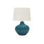 Lighting, H 24 po, lampe de table, céramique bleue, abat-jour ivoire / crème, transitionnel