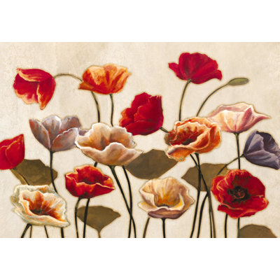 Poppies On Cream - Wrapped Canvas Painting