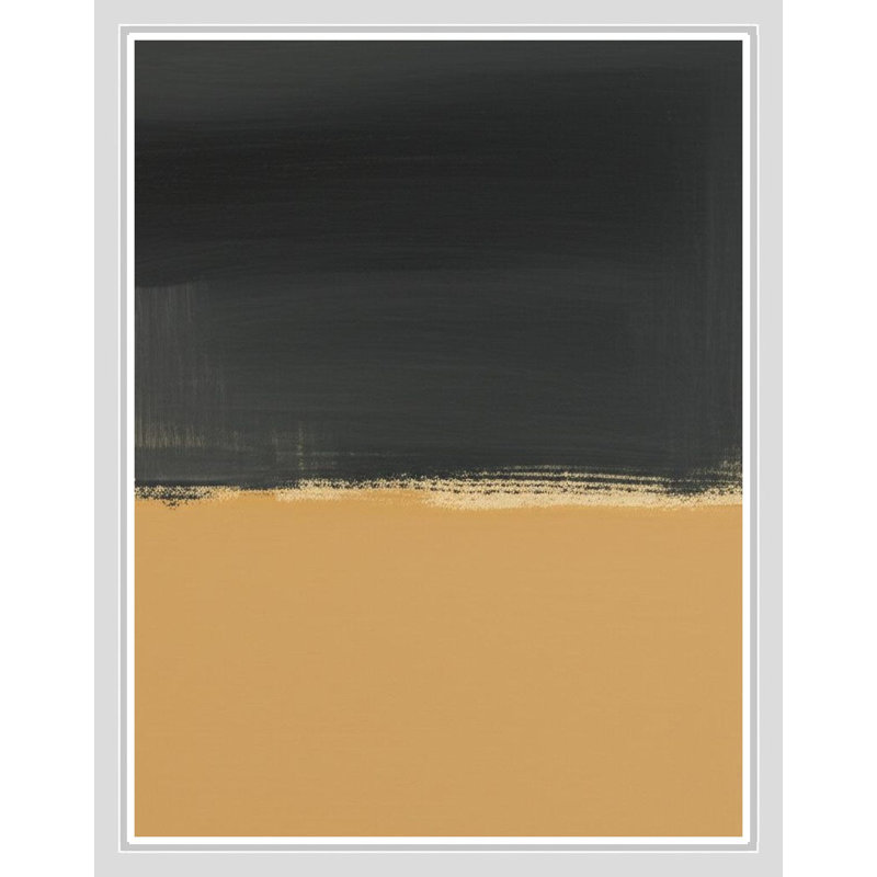 «Minimalist Black and Gold Abstract», art mural encadré sur toile, 14" H x 11" W, White