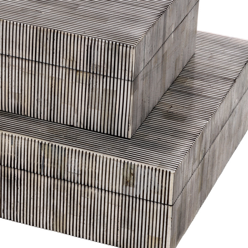 Lucille Handmade Bone Decorative Box, 4.33" H x 16.14" W x 12.4" D