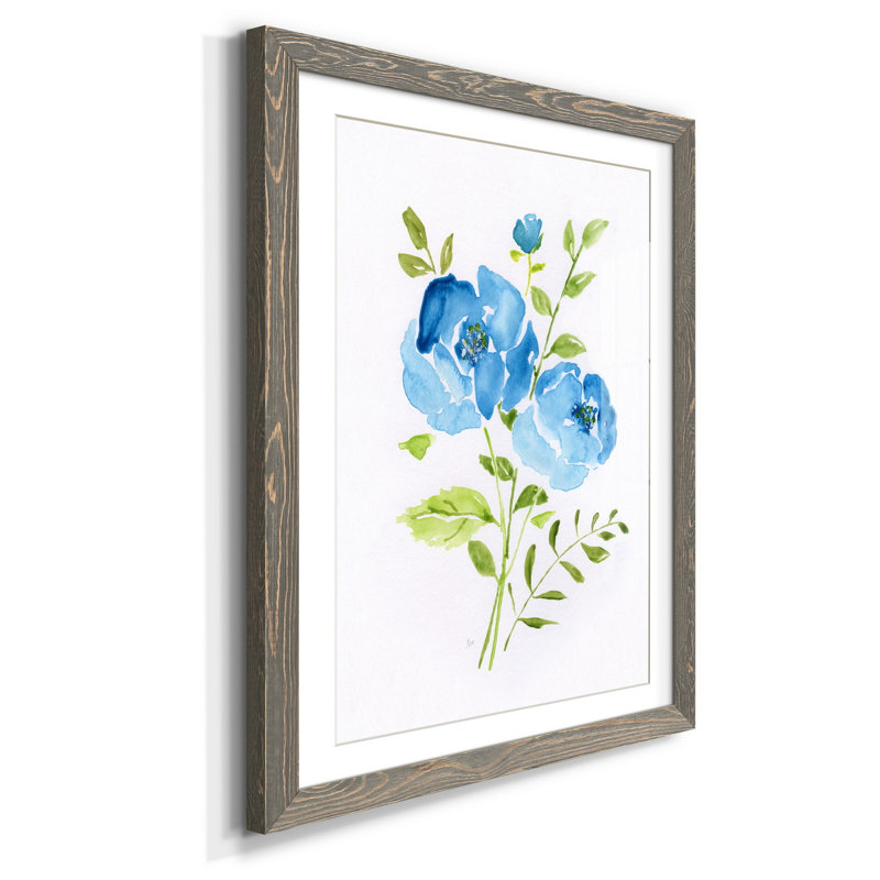 " Blue Morning Bouquet I " Painting Print, 37.5" H x 27.5" W x 1" D, Grey