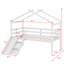 Lit mezzanine bas avec glissade, échelle, barrières de sécurité, cadre de toit de maison-1047112350