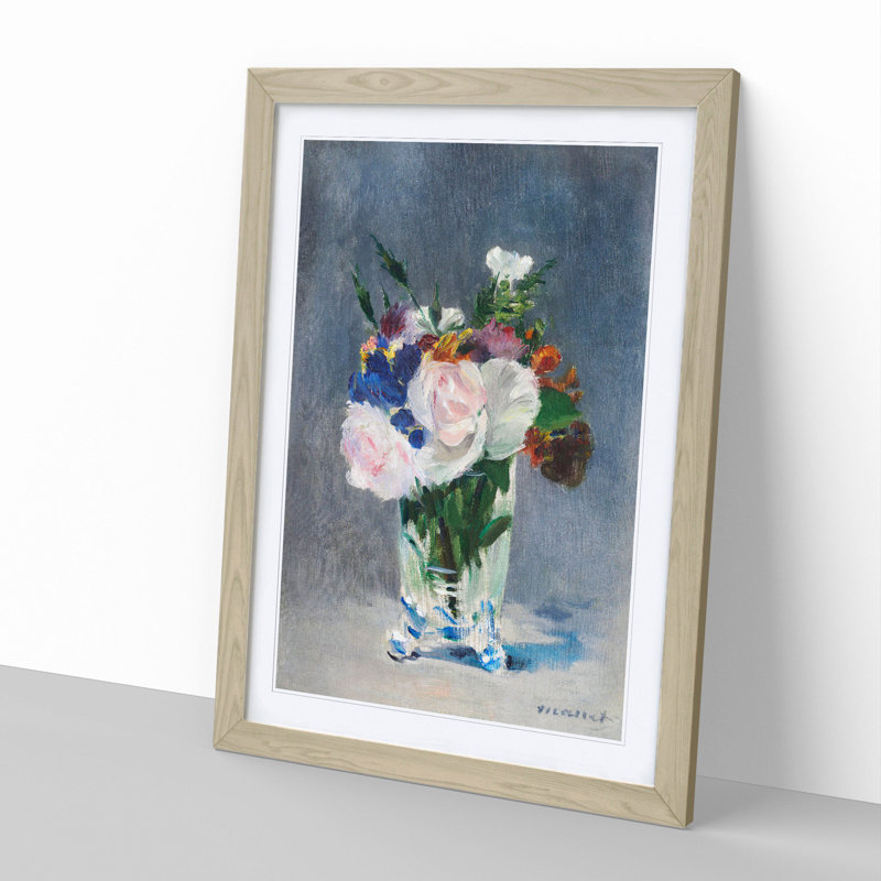 Flowers in a Crystal Vase by Edouard Manet - Picture Frame Graphic Art, 65cm H x 48cm W x 2cm D, Oak Framed