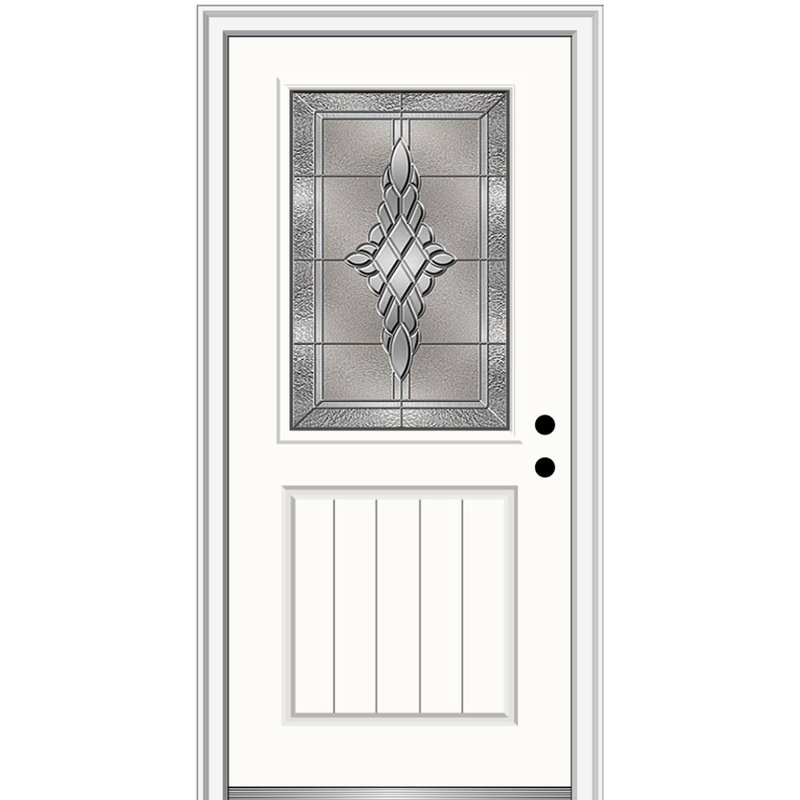 Porte d'entrée prémontée en panneau de fibre de verre 1/2 panneau Grace avec panneau peint 1/2 panneau Grace 4-5 / 16 po Grace
